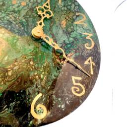 Earth Acrylic Pour Clock - thumbnail 4