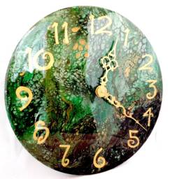 Earth Acrylic Pour Clock - thumbnail 1