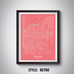 Mesa Arizona Map Art Print Modern Black & White Office Decor - thumbnail 4