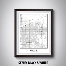 Mesa Arizona Map Art Print Modern Black & White Office Decor - thumbnail 2