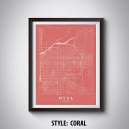 Mesa Arizona Map Art Print Modern Black & White Office Decor - thumbnail 3