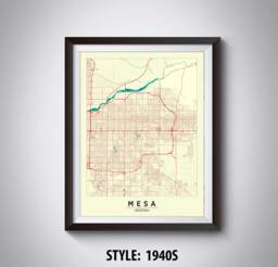 Mesa Arizona Map Art Print Modern Black & White Office Decor - thumbnail 1
