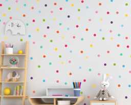 Rainbow Polka Dot Wall Stickers, Kids Playroom Confetti Decals - thumbnail 1