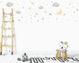 Watercolor Moon & Stars Wall Decals Kids Nursery Decor - thumbnail 1