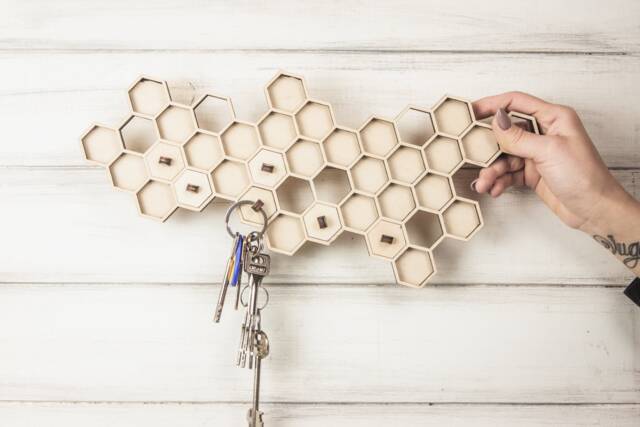 Honeycomb Key Holder, Key Holder For Wall, Key Wooden, Key Hook Rack, Key Rack - image 1