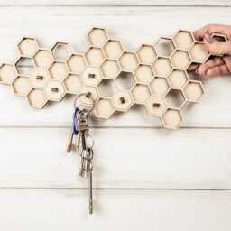 Honeycomb Key Holder, Key Holder For Wall, Key Wooden, Key Hook Rack, Key Rack - thumbnail 2