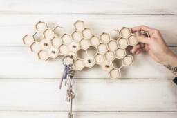 Honeycomb Key Holder, Key Holder For Wall, Key Wooden, Key Hook Rack, Key Rack