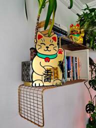 Gold Waving Cat Mirror Japanese Maneki-Neko Wall Decor