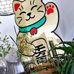 Gold Waving Cat Mirror Japanese Maneki-Neko Wall Decor - thumbnail 2