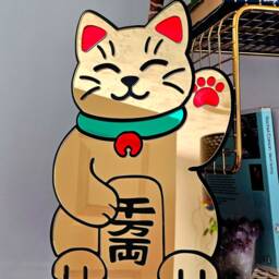 Gold Waving Cat Mirror Japanese Maneki-Neko Wall Decor - thumbnail 3