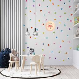 Triangle Wal Stickers Rainbow Colours 220x Wall Decal Geometric Wall Art Baby Nursery Playroom Design Decor Mix 11 Colours - thumbnail 3