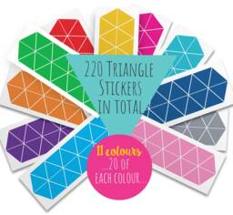 Triangle Wal Stickers Rainbow Colours 220x Wall Decal Geometric Wall Art Baby Nursery Playroom Design Decor Mix 11 Colours - thumbnail 1