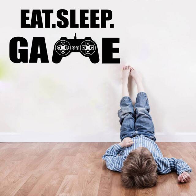 Gamer Wall Decal Eat Sleep Game Controller, Boys Bedroom Decor 1481 - image 1