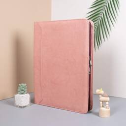 Personalized Pink Leather Portfolio With 3R Binder, Zippered Document Organizer For Her, A4 Notepad Folder, Gifts Women, Mother