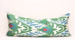 Green Ikat Lumbar Pillow Cover, Long Body - thumbnail 1