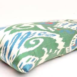 Green Ikat Lumbar Pillow Cover, Long Body - thumbnail 2