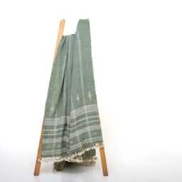 Sage Green Indian Wool Throw Blanket, Handwoven Sofa Coverlet & Minimalist Bed Runner - Emrald - thumbnail 2
