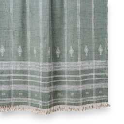 Soft Green Indian Wool Throw Blanket, Handwoven Couch Coverlet With Minimalist Bed Accent - Emrald - thumbnail 3
