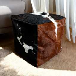 Genuine Cowhide & Leather Bean Bag Cubes - Mixed Browns - thumbnail 4