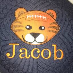 Personalized Baby Quilt Tiger Football Heirloom Blanket - thumbnail 2