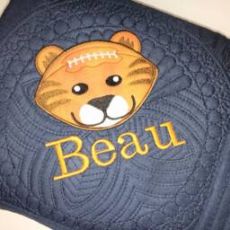 Personalized Baby Quilt Tiger Football Heirloom Blanket - thumbnail 3