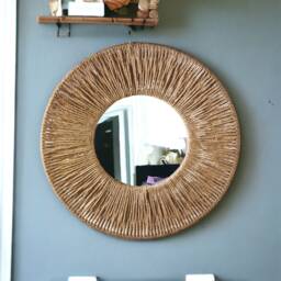 Large Jute Mirror, Jute Wall Hanging Christmas Gift, Bedroom Decor Boho Fast Shipping - 1-3 Days Living Room - thumbnail 4