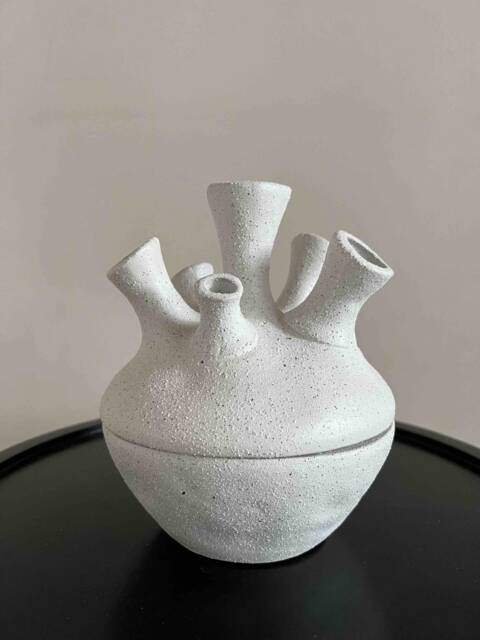 Multiple Openings Bud Vase, White Nordic Scandi Unique Vase Perfect For Faux Flowers - image 1