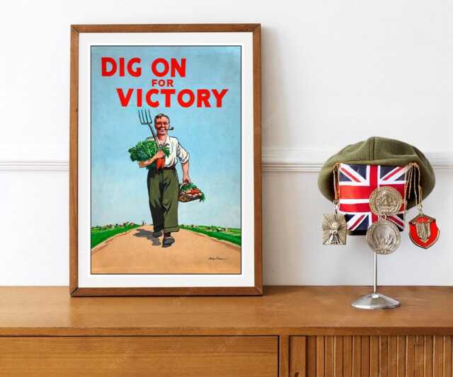 "Reprint Of The Ww2 Poster ""Dig On For Victory" - image 1