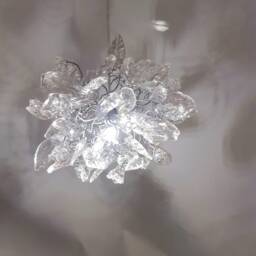 Clear Elegant Pendant Light With Crystal Clear Flowers & Leaves For Bathroom - thumbnail 4