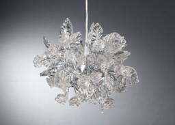 Clear Elegant Pendant Light With Crystal Clear Flowers & Leaves For Bathroom