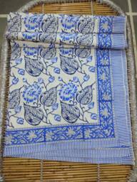 Hand Block Print Cotton King Size Bed Sheet, Floral Bedspread - thumbnail 1