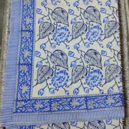Hand Block Print Cotton King Size Bed Sheet, Floral Bedspread - thumbnail 3