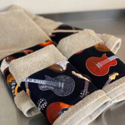 Handmade Guitar Bath Towel Electric & Acoustic Design, Custom Colors - thumbnail 3