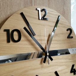 Wall Clock Wood Clock Large Wall Gift Decor Unique Oak Clocks Mirror Black - thumbnail 2