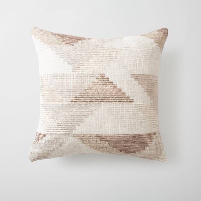 Neutral Textured Geometric Pattern Handwoven Style Fabric Square Natural Decorative Throw Pillow Case - image 1