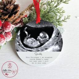 Personalised Baby Scan Bauble For Grandparents - Christmas Gift From The Bump Tree Decoration Sonogram - thumbnail 2