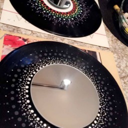 Disco Darling Vintage Vinyl Handpainted Dotwork Mandala Mirror - thumbnail 4