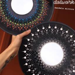 Disco Darling Vintage Vinyl Handpainted Dotwork Mandala Mirror - thumbnail 2