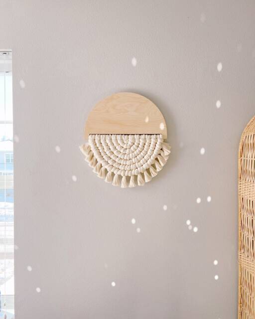Large Boho Wood Macrame Wall Hanging in Cinnamon/Cane Arch Mid Century Modern Rattan Decor - image 1