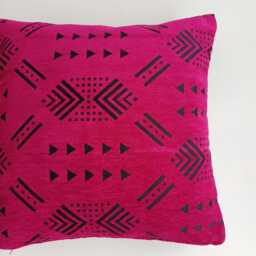 Moroccan Velvet Cushion Cover, Handmade Brocade Pink Cushion, Decorative Pillow 16''x16''/40x40 cm - thumbnail 2