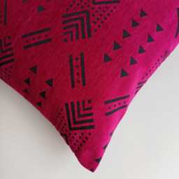 Moroccan Velvet Cushion Cover, Handmade Brocade Pink Cushion, Decorative Pillow 16''x16''/40x40 cm - thumbnail 3