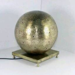 Handmade Brass Moroccan Table Lamp Perforated Lighting Decor - thumbnail 2