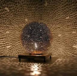 Handmade Brass Moroccan Table Lamp Perforated Lighting Decor - thumbnail 1