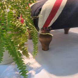 Modern Vibrant Union Jack Fabric Upholstered Footstool, Pin Detail - thumbnail 2