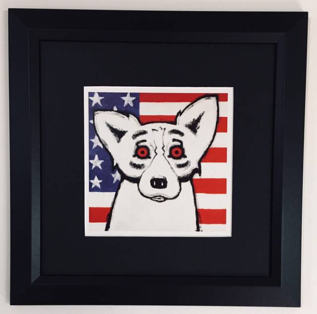 "George Rodrigue Blue Dog ""God Bless America"" Framed Print - 13"" X 13" - image 1