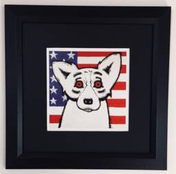 "George Rodrigue Blue Dog ""God Bless America"" Framed Print - 13"" X 13" - thumbnail 1