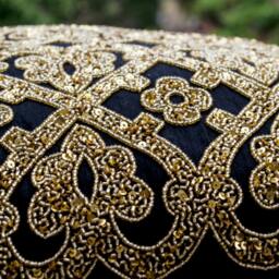 Luxury Gold Pillow, Valentines Decor, Throw Pillows Beaded, Black Beaded Pillows, Cushion Cover Housewarming Gift, Sparkle Decor - thumbnail 3