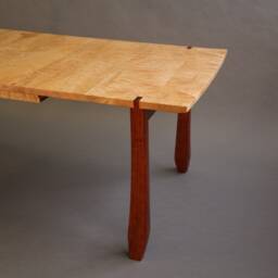 Quilted Maple Dining Table Modern Exotic Wood Desk With Hand-Shaped Legs - thumbnail 2