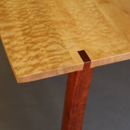 Quilted Maple Dining Table Modern Exotic Wood Desk With Hand-Shaped Legs - thumbnail 3
