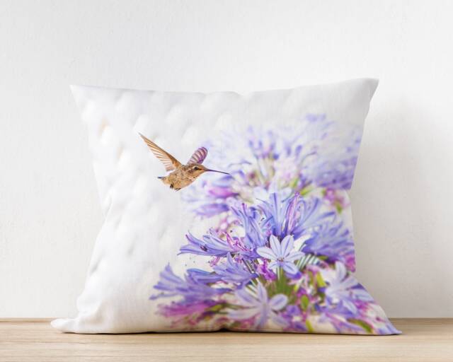 Humming Bird Pillow - Photography Nature Throw Home Decor - image 1